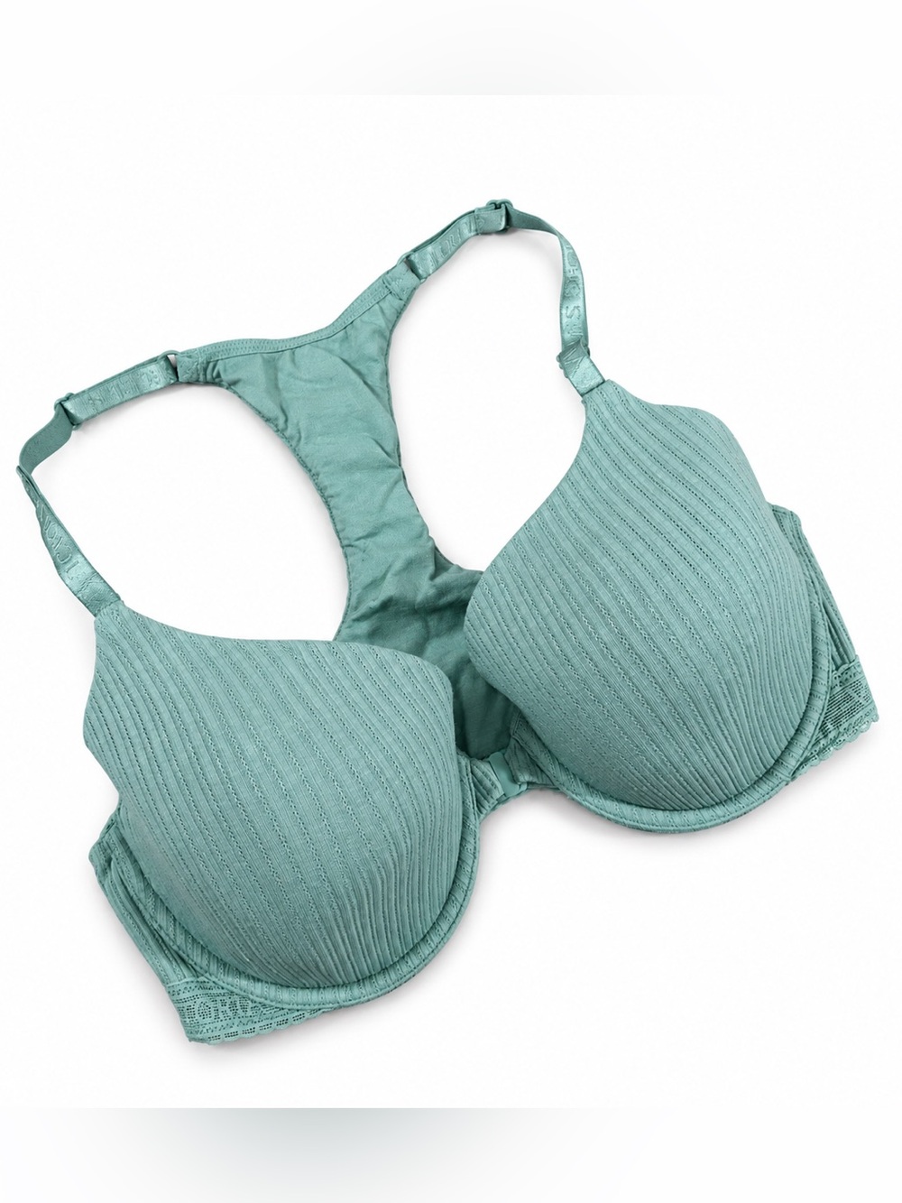 Victoria’s Secret Ribbed Front-Close Racerback Bra Sage Green 34G